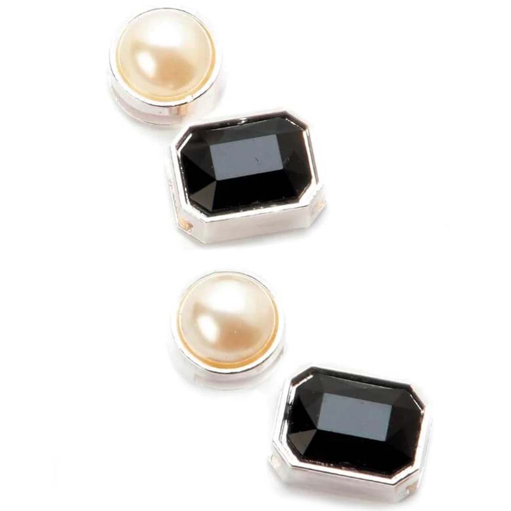 SILVER PEARL AND GEM SLIDERS WHITE &amp; BLACK 