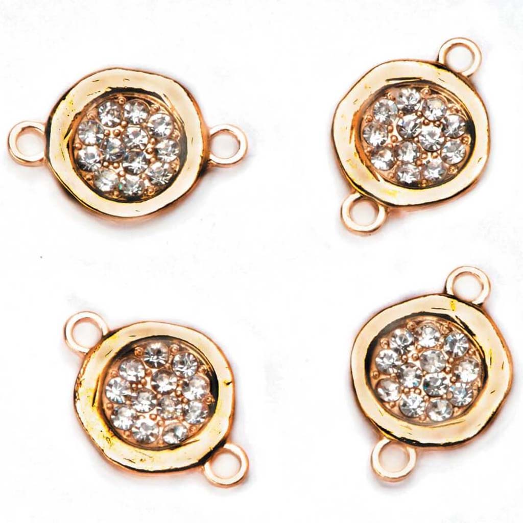 CONNECTORS GOLD BEZEL PAVE RHINESTONE 17X26MM 