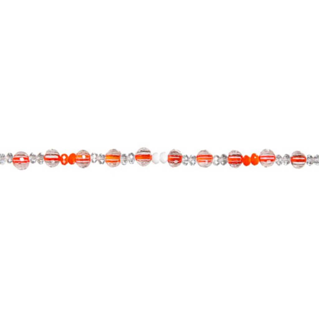 GLASS BEAD STRAND ORANGE &amp; WHITE 7IN 