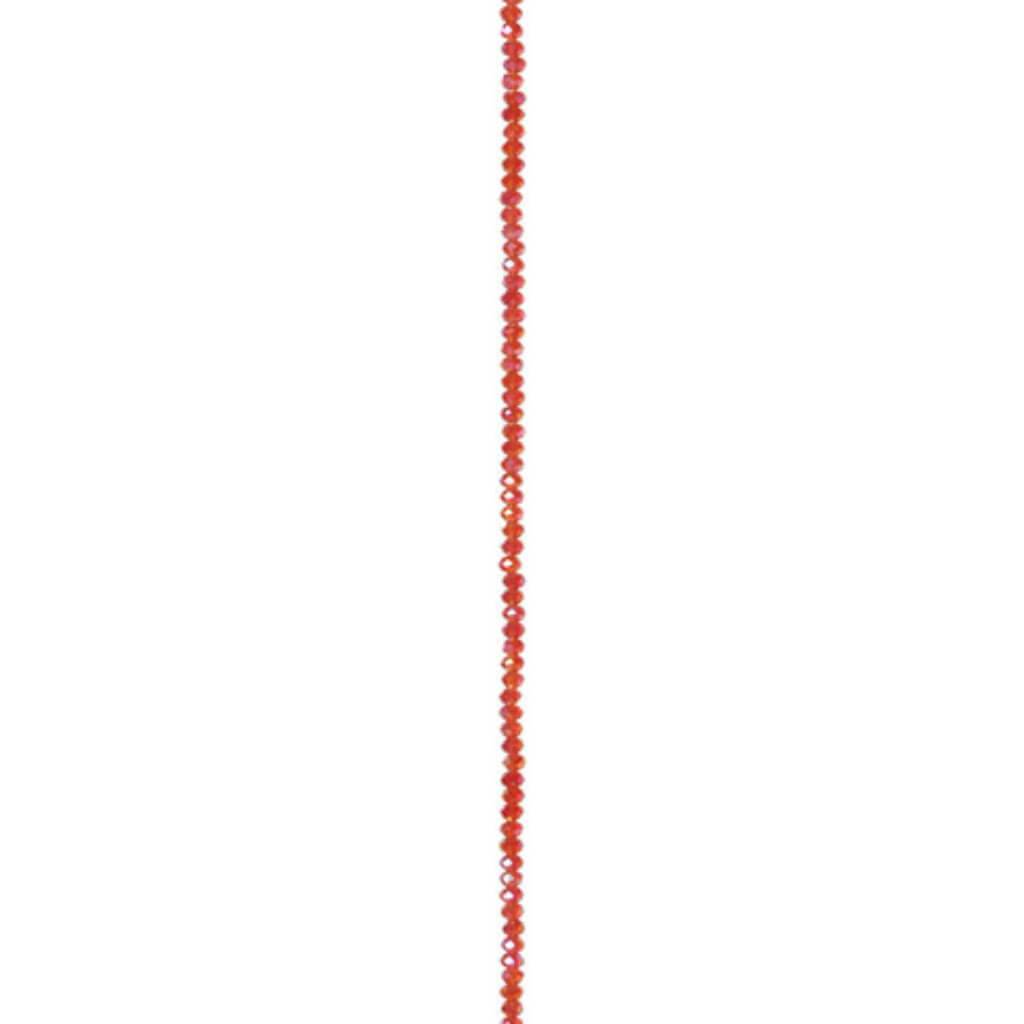 CRYSTAL BEAD STRAND RONDELLE LIGHT SIAM 3X4MM 7IN 