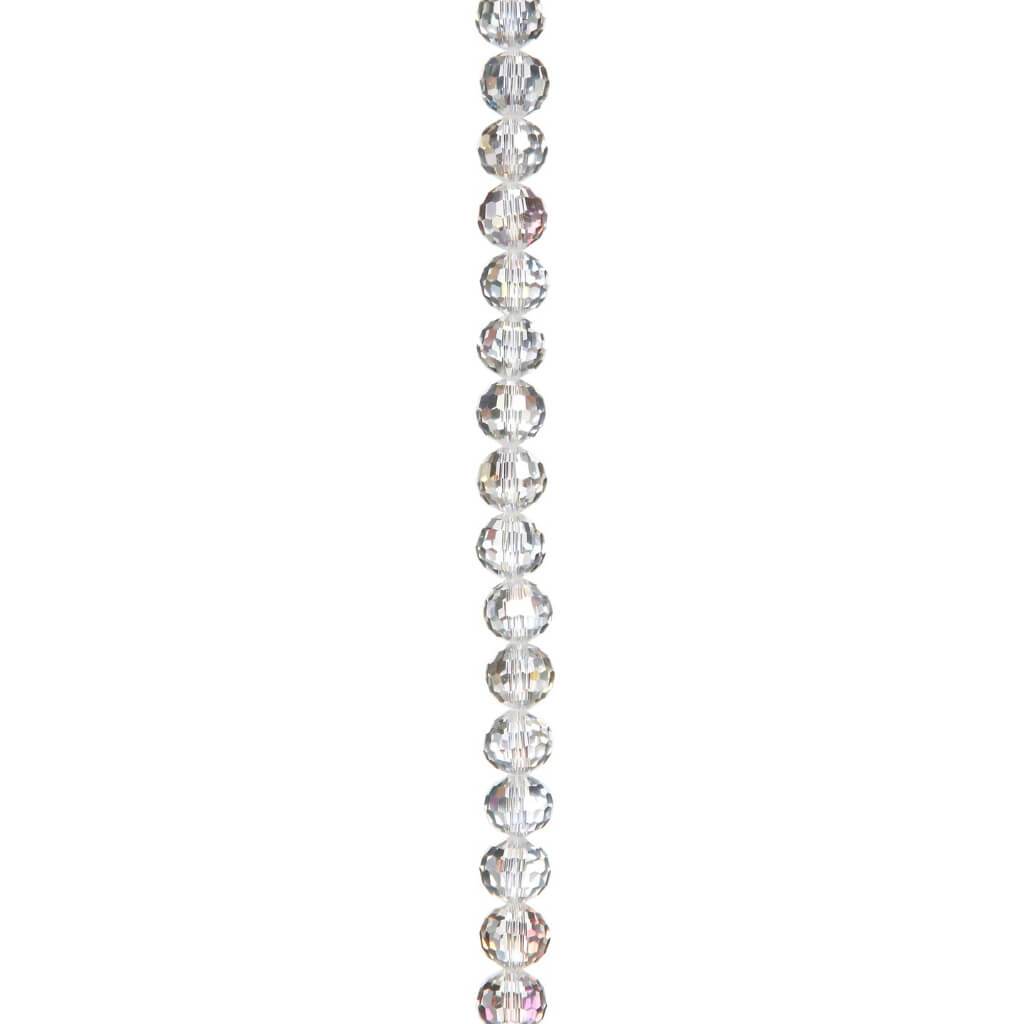 CRYSTAL BEAD STRAND FACETED ROUND CRYSTAL AB 10MM 7IN 