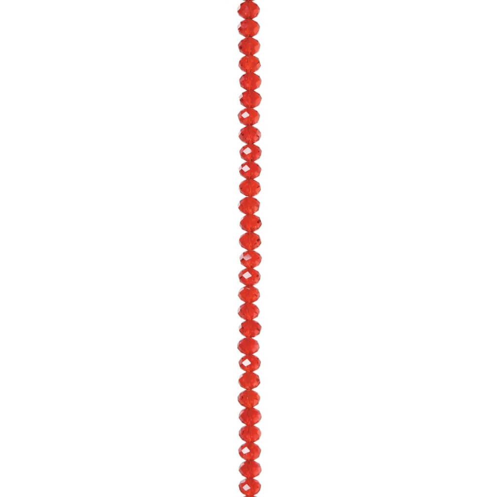 CRYSTAL BEAD STRAND RONDELLE RED 6X8MM 7IN 