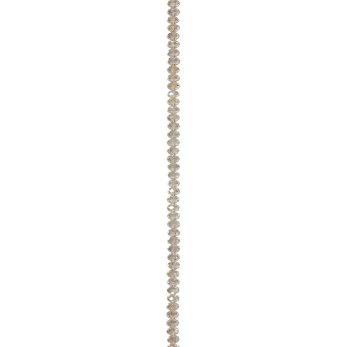 CRYSTAL BEAD STRAND RONDELLE PALE CHAMPAGNE AB 4X6MM 7IN 