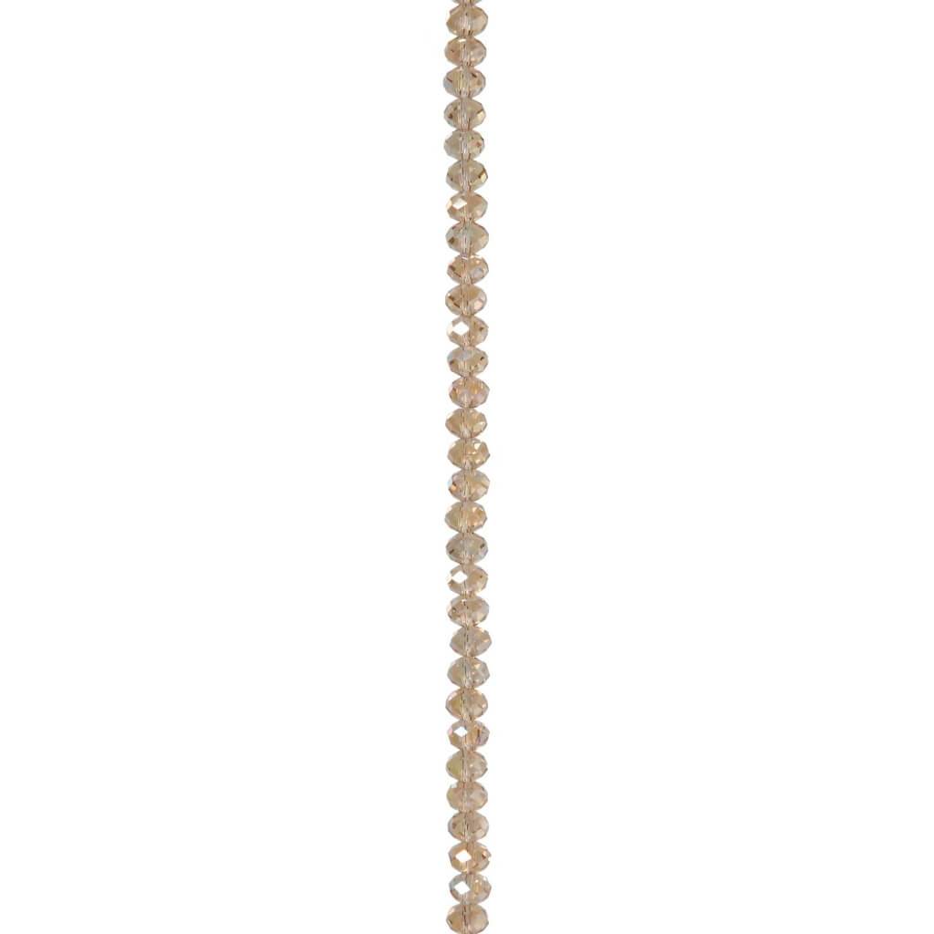 CRYSTAL BEAD STRAND RONDELLE PALE CHAMPAGNE AB 6X8MM 7IN 
