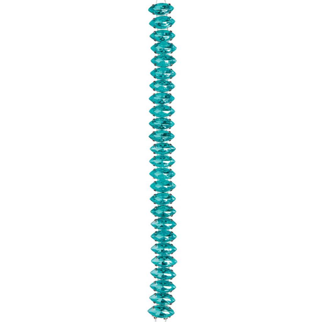 RHINESTONE SLIDER BEAD STRAND TURQUOISE DIAMOND 7X15MM 