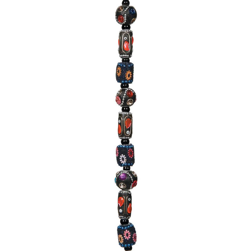 Black Kashmiri Bead Stand 7in