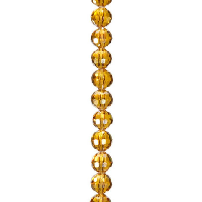 CRYSTAL BEAD STRAND FACETED ROUND AMBER AB 8MM 7IN 