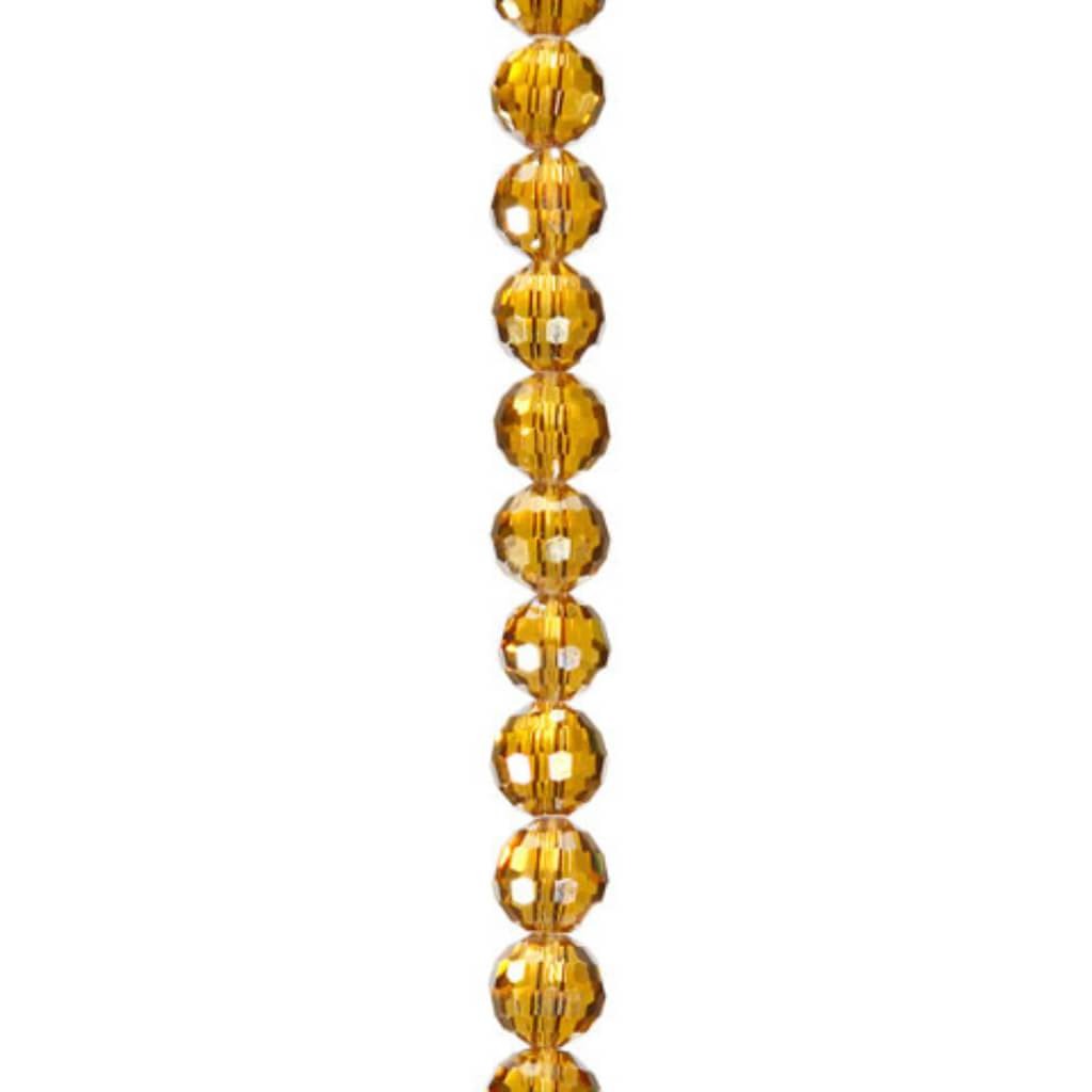 CRYSTAL BEAD STRAND FACETED ROUND AMBER AB 8MM 7IN 