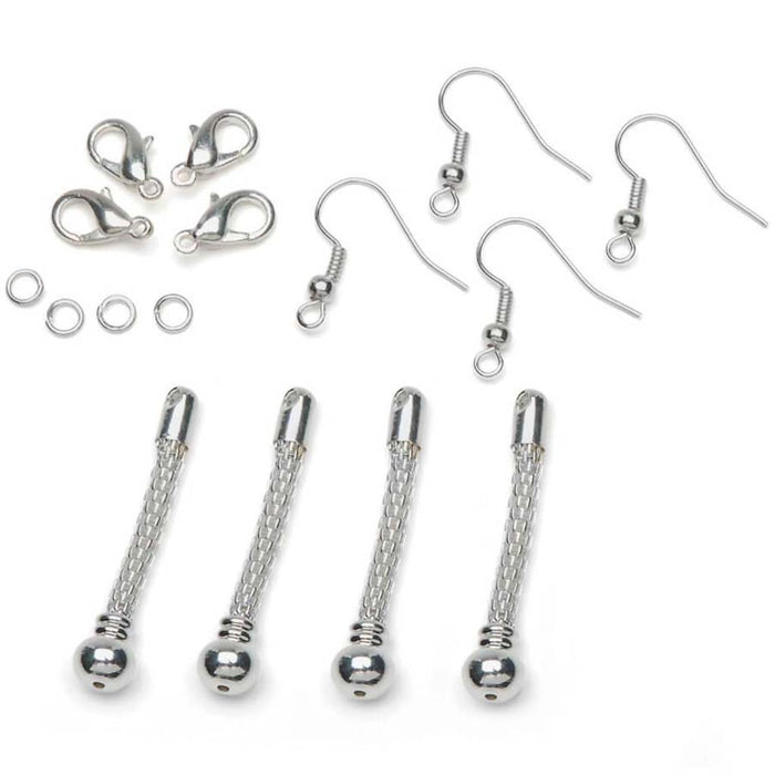 EARRINGS M&M DROP SILVER PLAT 40MM 