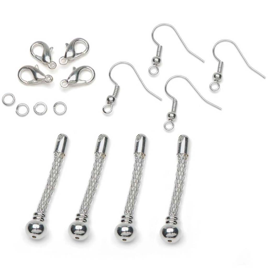 EARRINGS M&amp;M DROP SILVER PLAT 40MM 