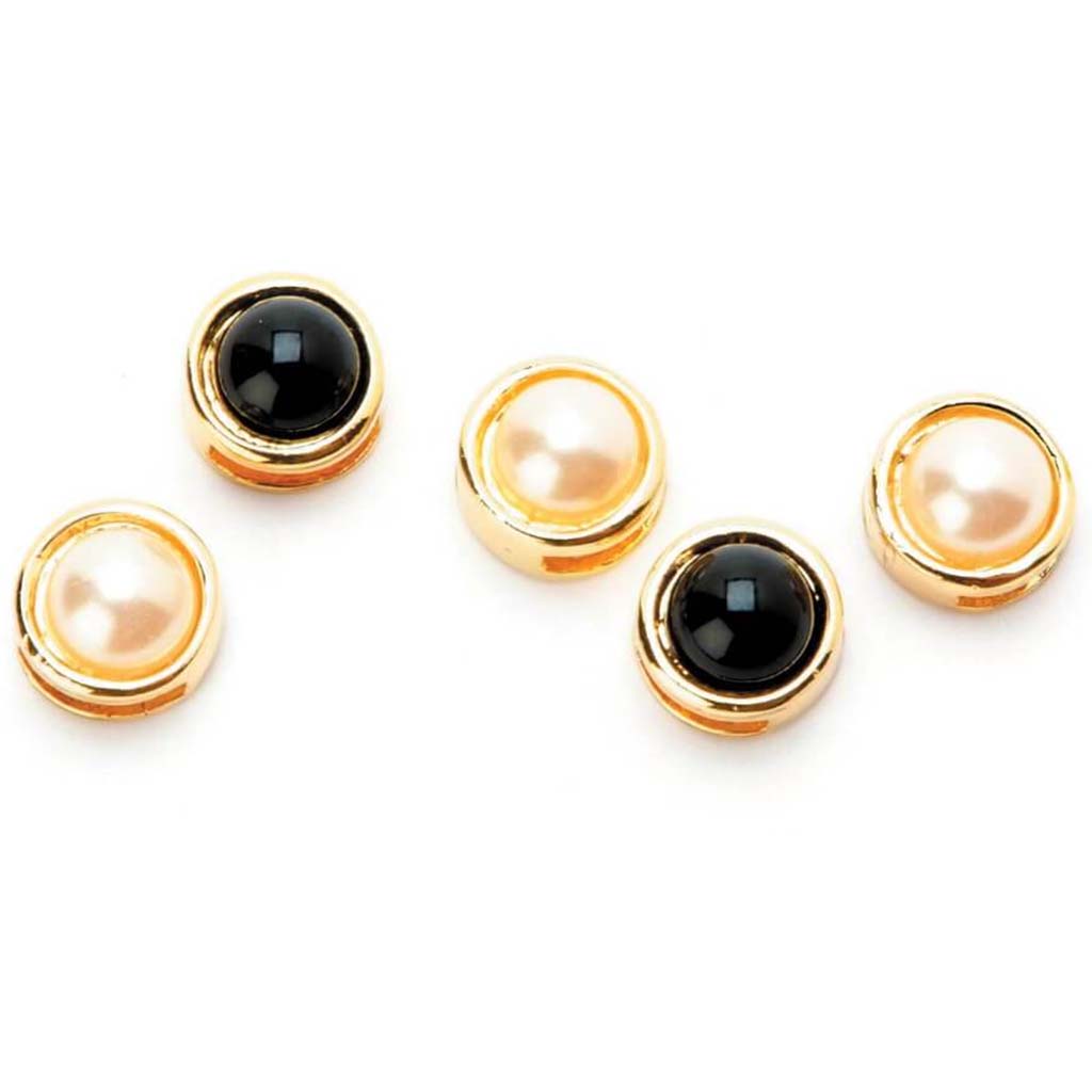 GOLD PEARL SLIDERS BLACK &amp; WHITE 