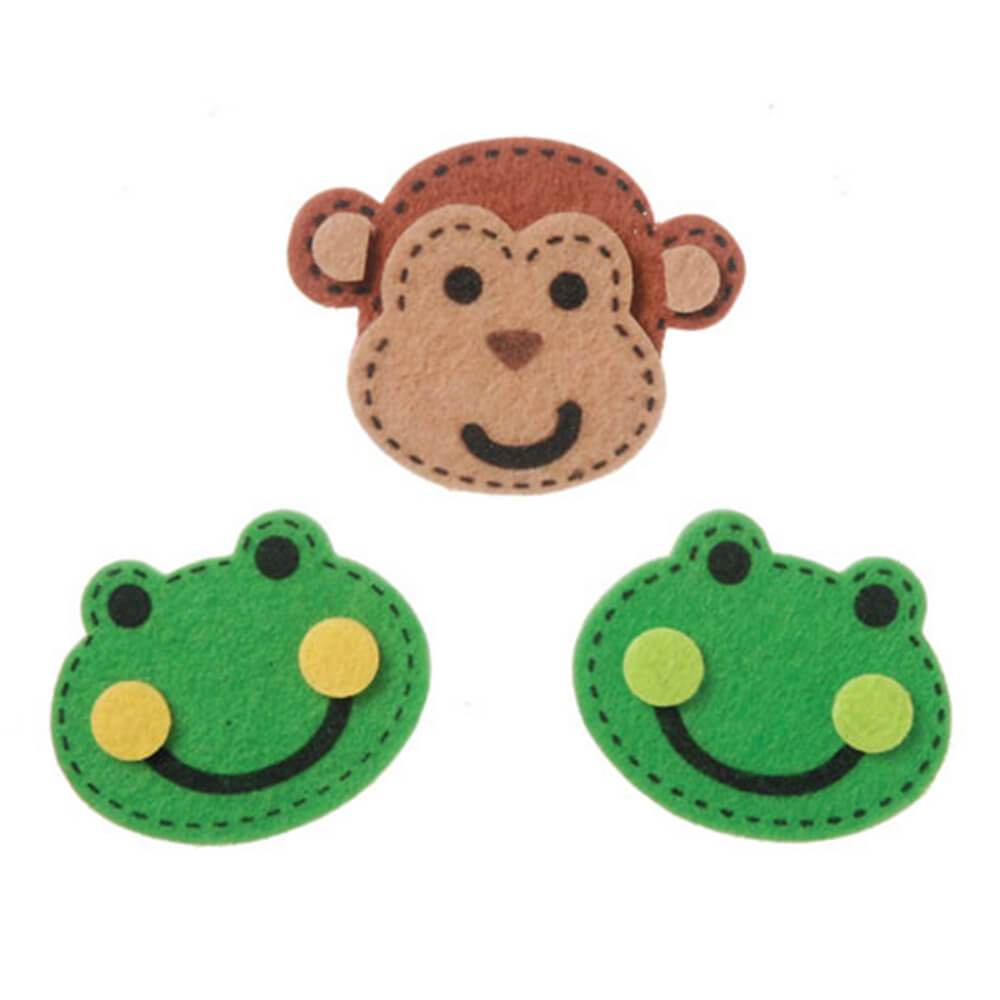 Felties Felt Stickers Stitched Frogs and Monkeys