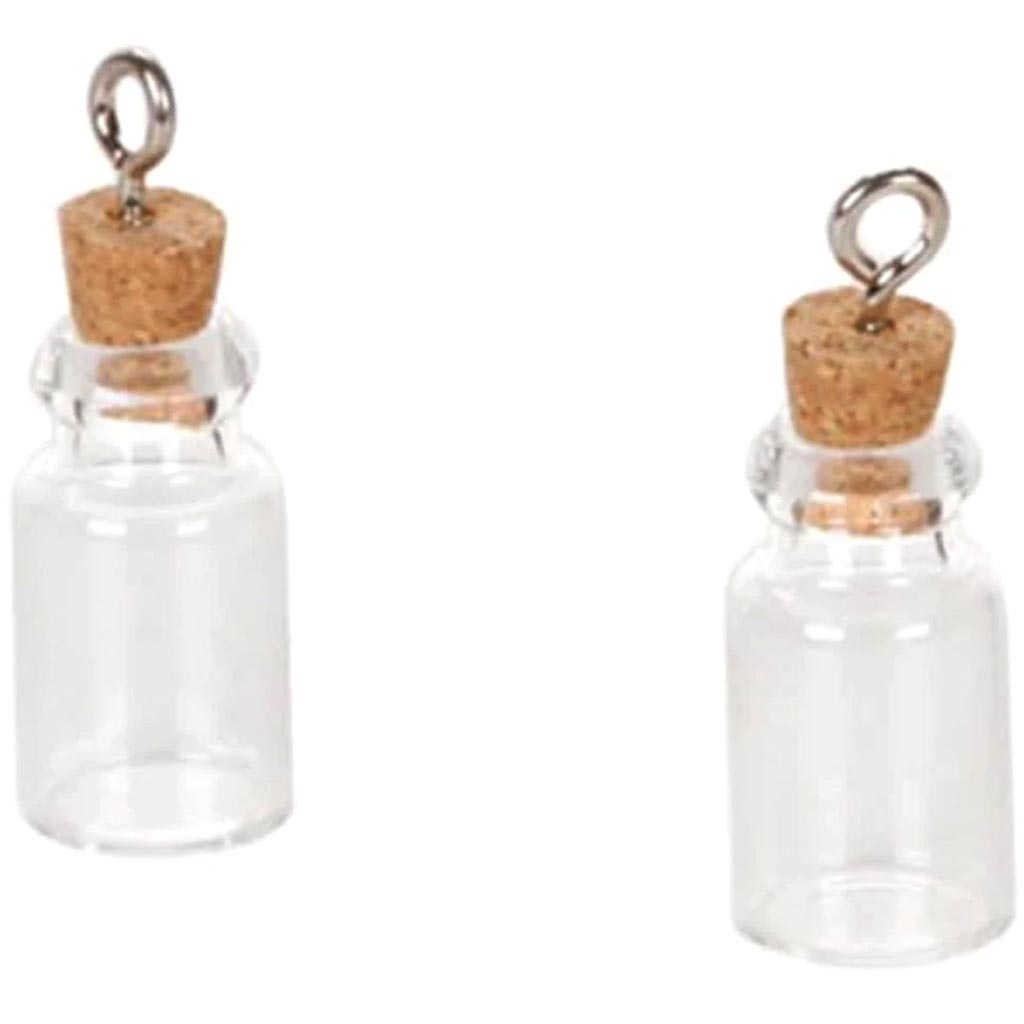 Glass Bottle Charm with Cork Stopper 22mm 2 pieces 