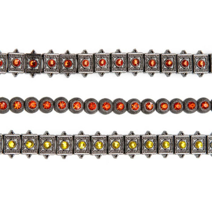 METAL SLIDER BEAD STRAND HEMATITE FINISH FIRE 