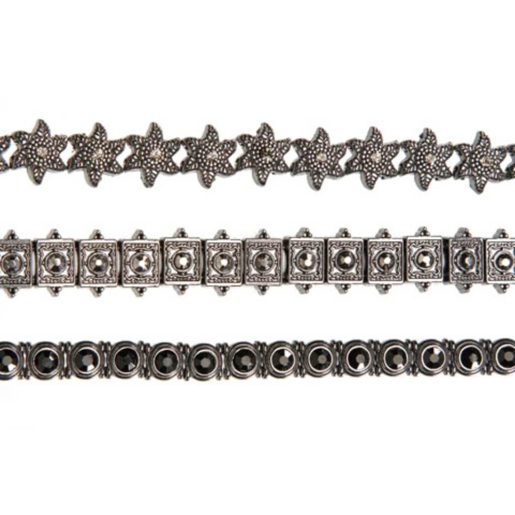 METAL SLIDER BEAD STRAND HEMATITE FINISH JETS 