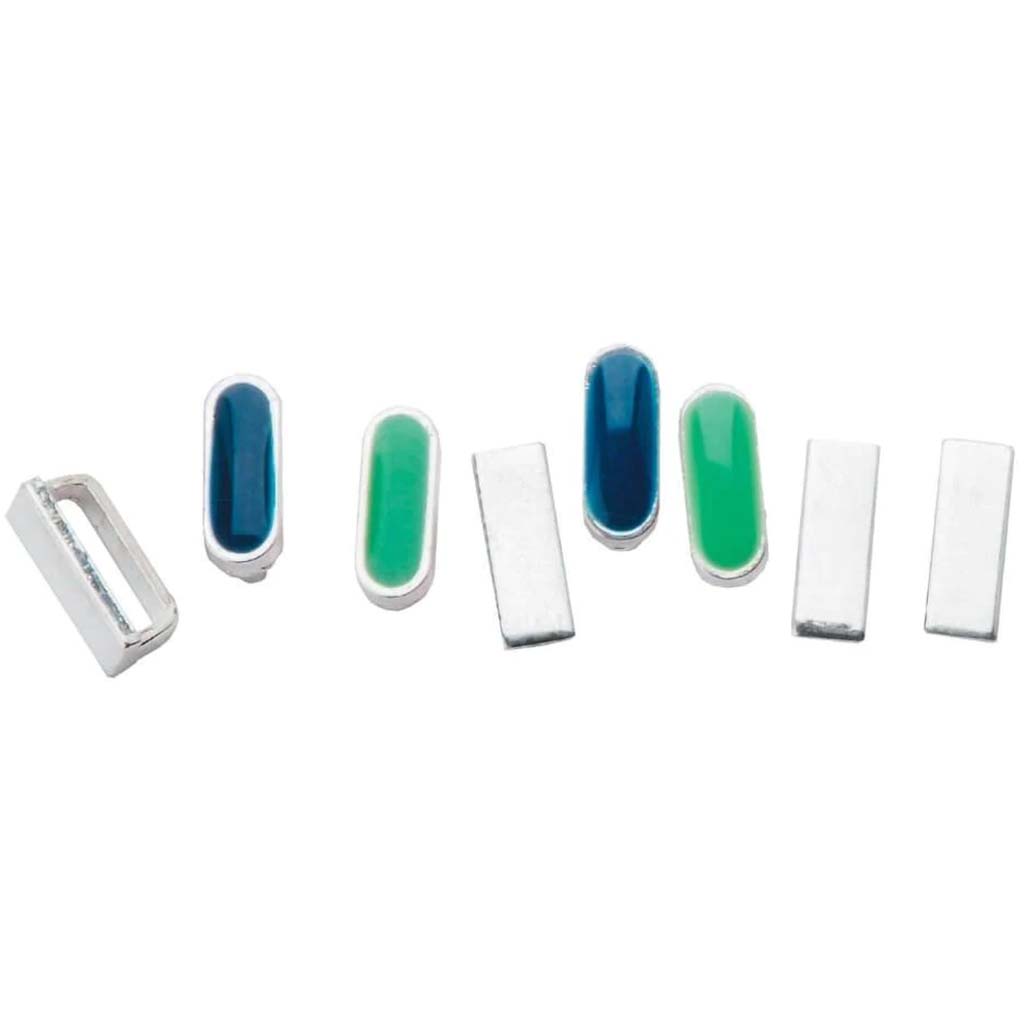 SILVER SPACER SLIDERS NAVY BLUE/MINT/SILVER MIX 8PC 