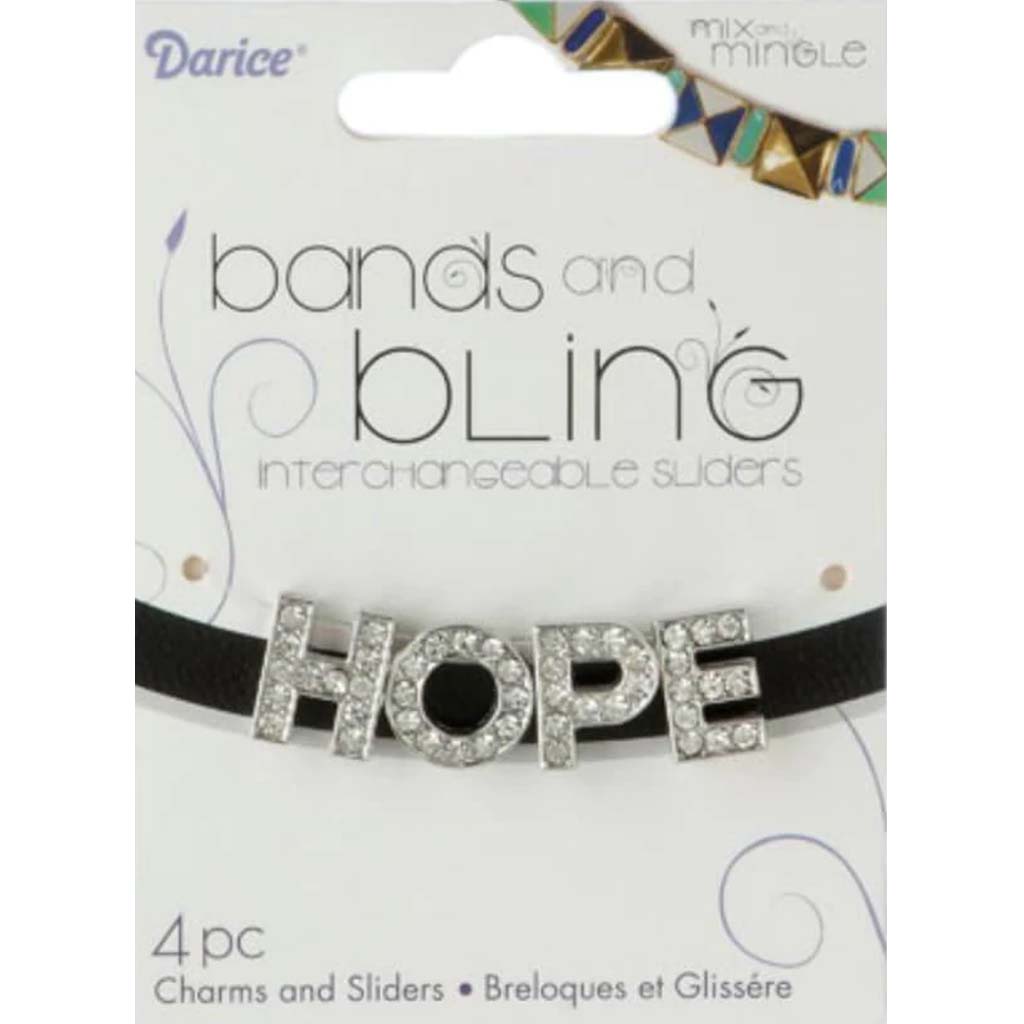 WORD SLIDER HOPE SILVER W/ RHINESTONE 