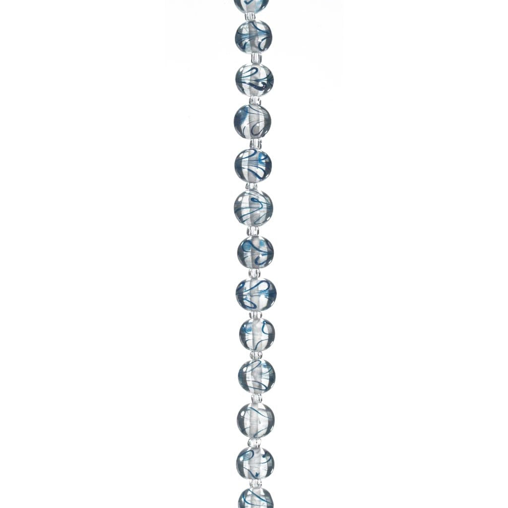 BEAD GLASS STRAND BLUE &amp; CLEAR 12MM 