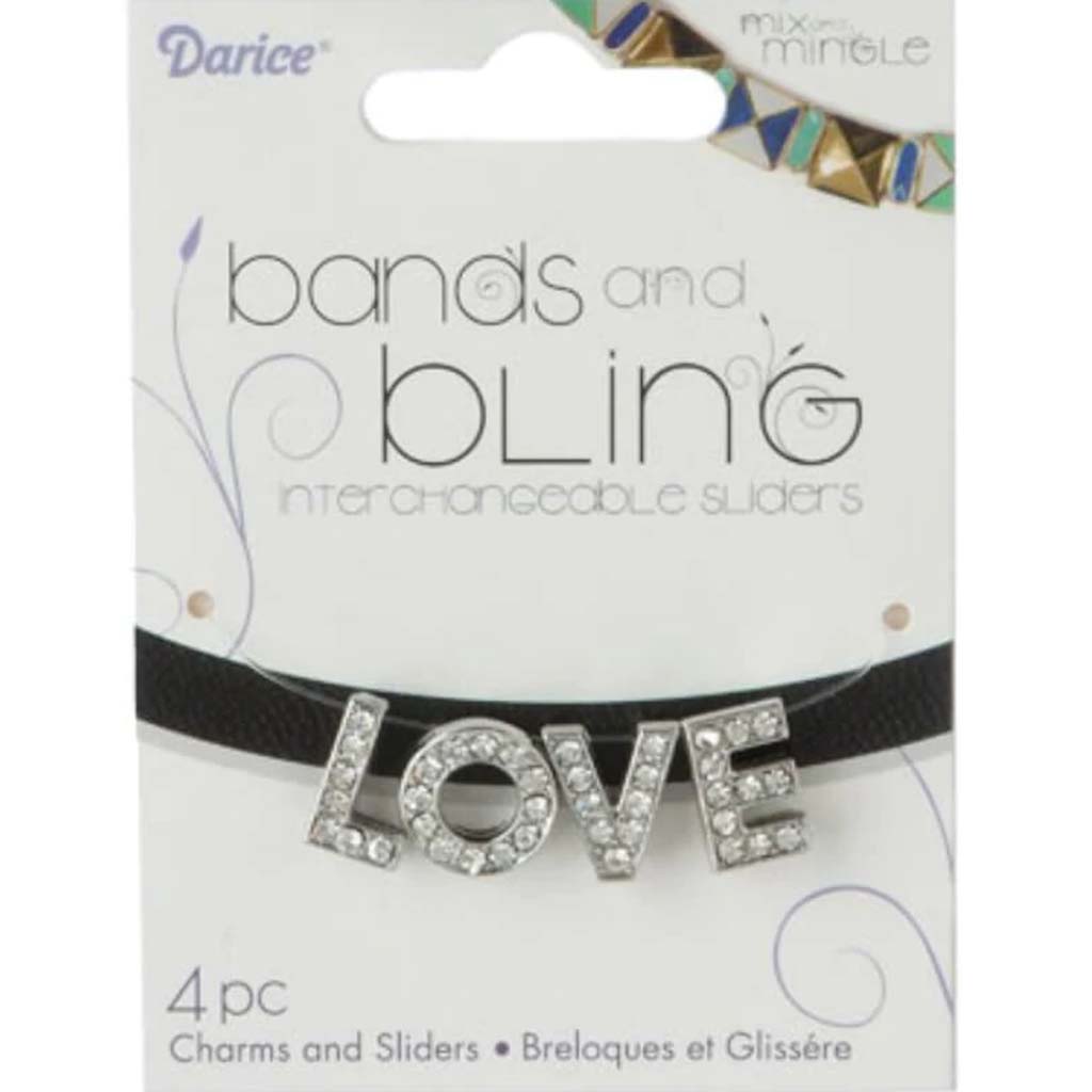 WORD SLIDERS LOVE SILVER W/ RHINESTONE 