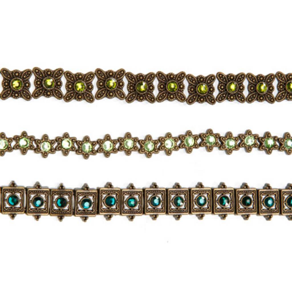 METAL SLIDER BEAD STRAND BRONZE FINISH GREEN 