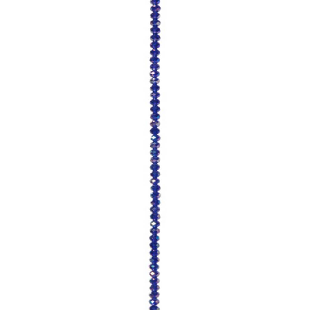 CRYSTAL BEAD STRAND RONDELLE SAPPHIRE 4X6MM 7IN 