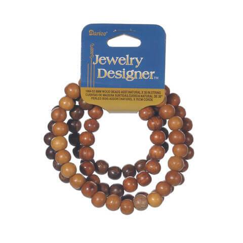 Wood Bead Strand Assorted Natural Beads 8mm 