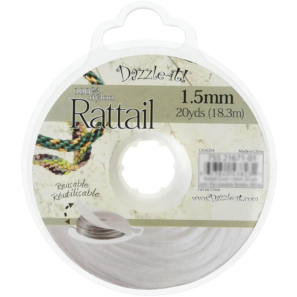 Dazzle-It! 1.5mm Rattail Nylon Cord White 20 yards 