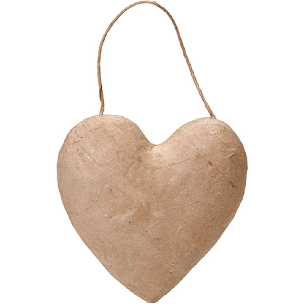 Paper Mache Heart with String 5.5in 