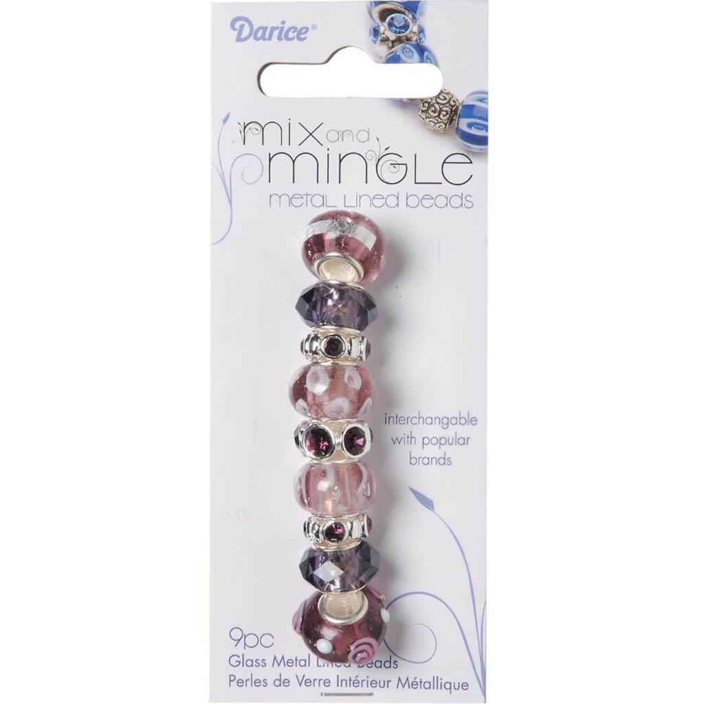 MIX AND MINGLE GLASS BEADS METAL LINED AMETHYST MIX 2 