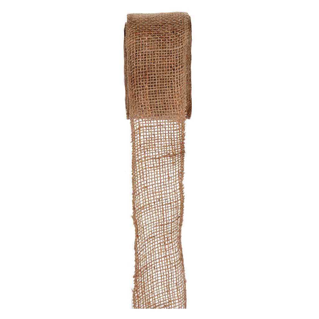 Sewn-Edge Natural Burlap Ribbon 2.5in x 10yd