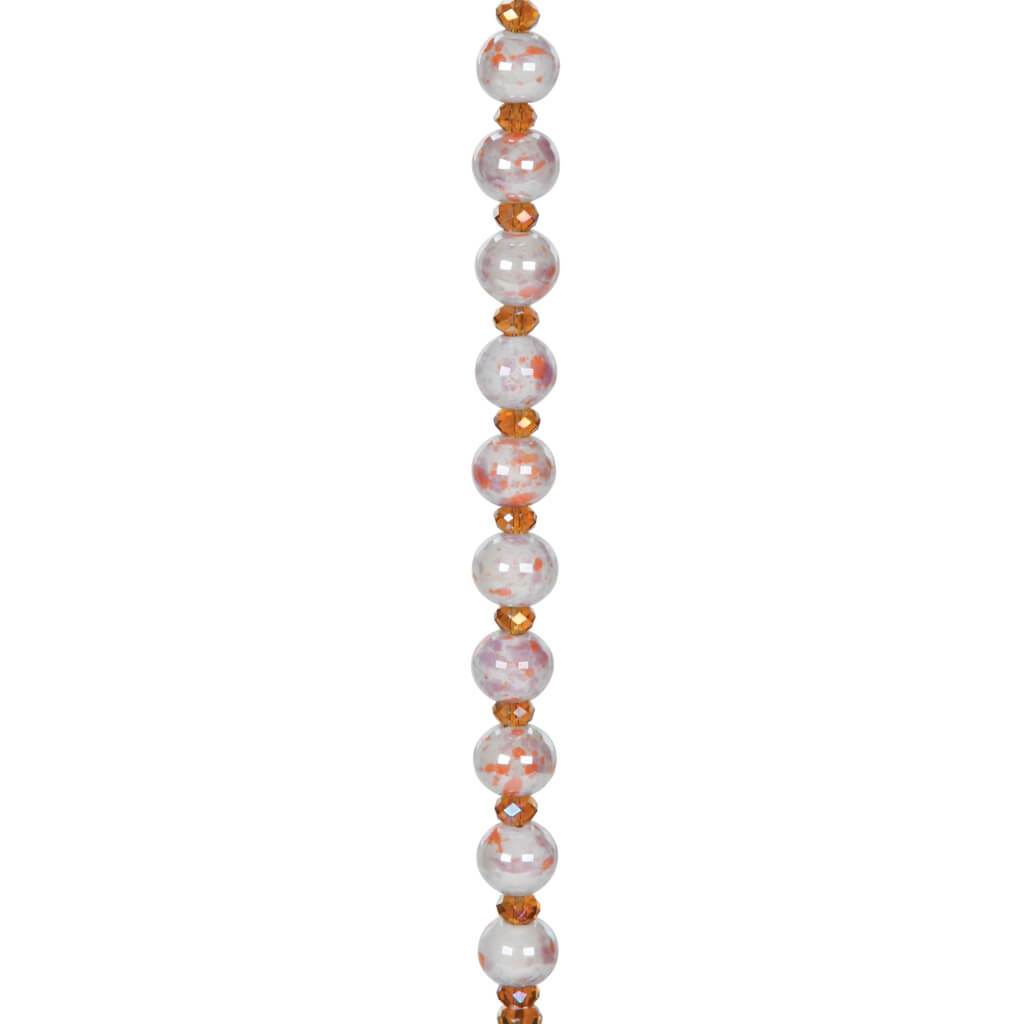 Ceramic Bead Strand White/Melon/Topaz 7in