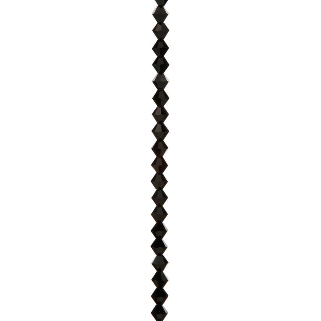 Venezia Crystal Bead Strand Jet Black 8mm 7in