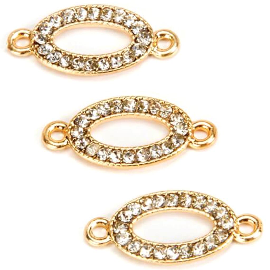 CONNECTORS GOLD OVAL W/ RHINESTONE 