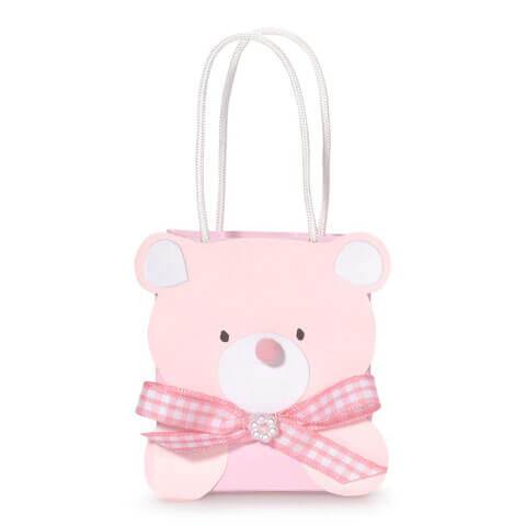 FAVOR BAG WITH BEAR EMBELISHMENT PINK 