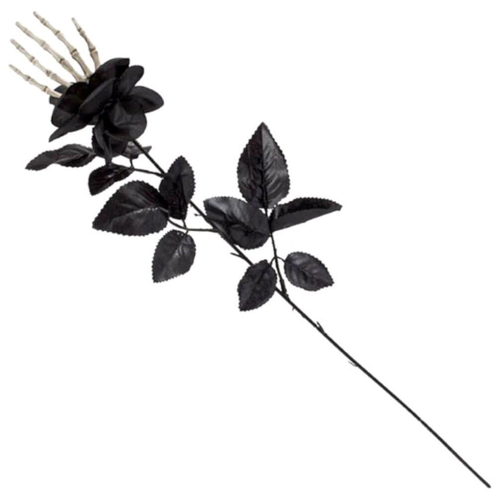 Skeleton Hand Rose with Black Stem