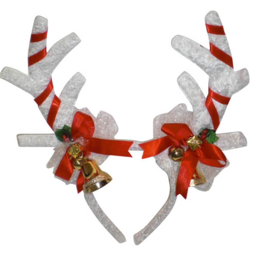 Reindeer Antler White/Red Headband 