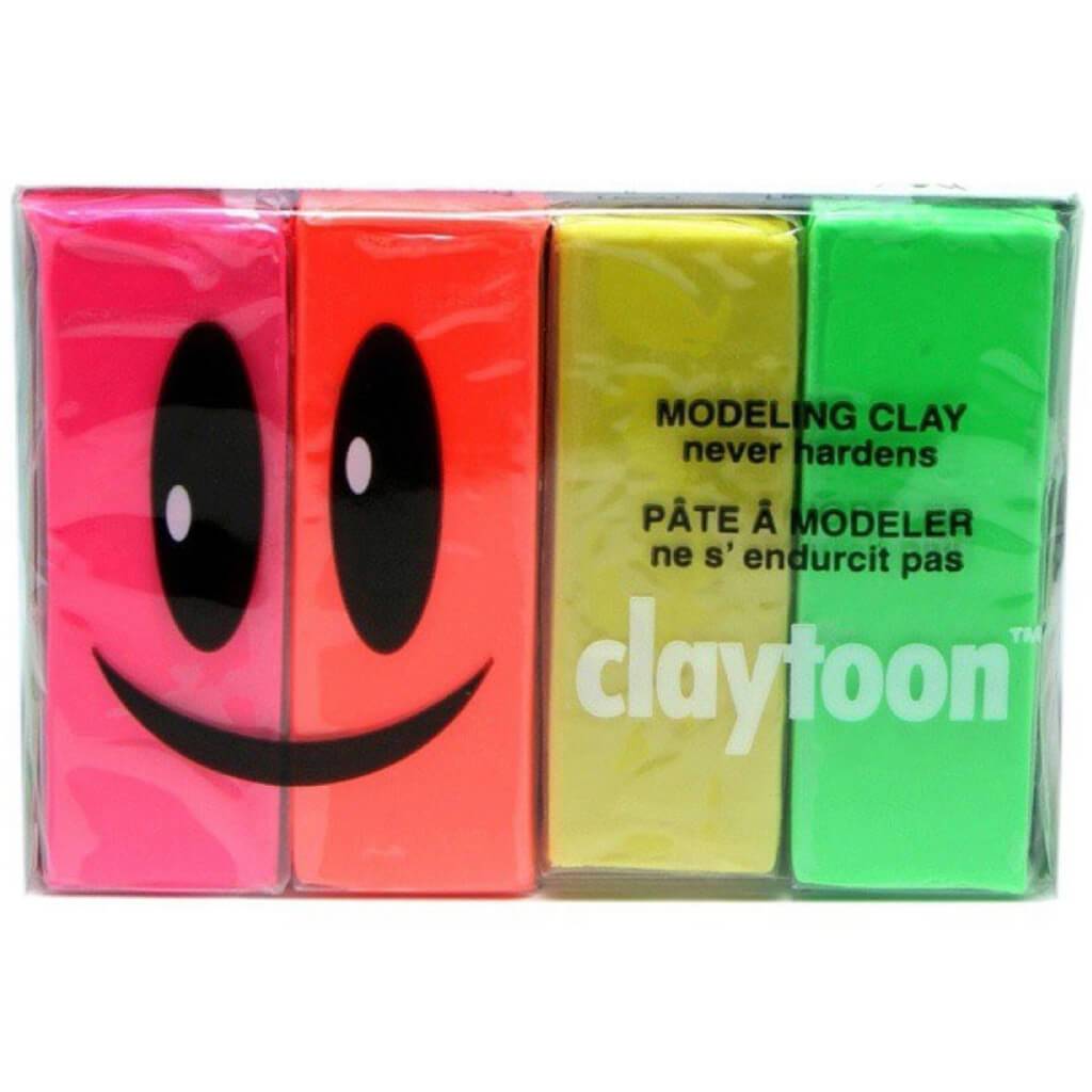 Claytoon Clay Sets Neon Set Neon Green, Neon Red, Neon Yellow, Violet