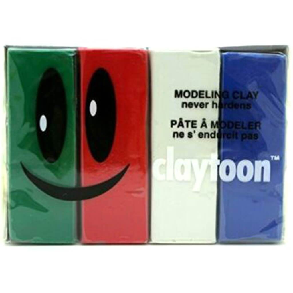 Claytoon Clay Sets Holiday Green, Red, Ultra-Blue, White