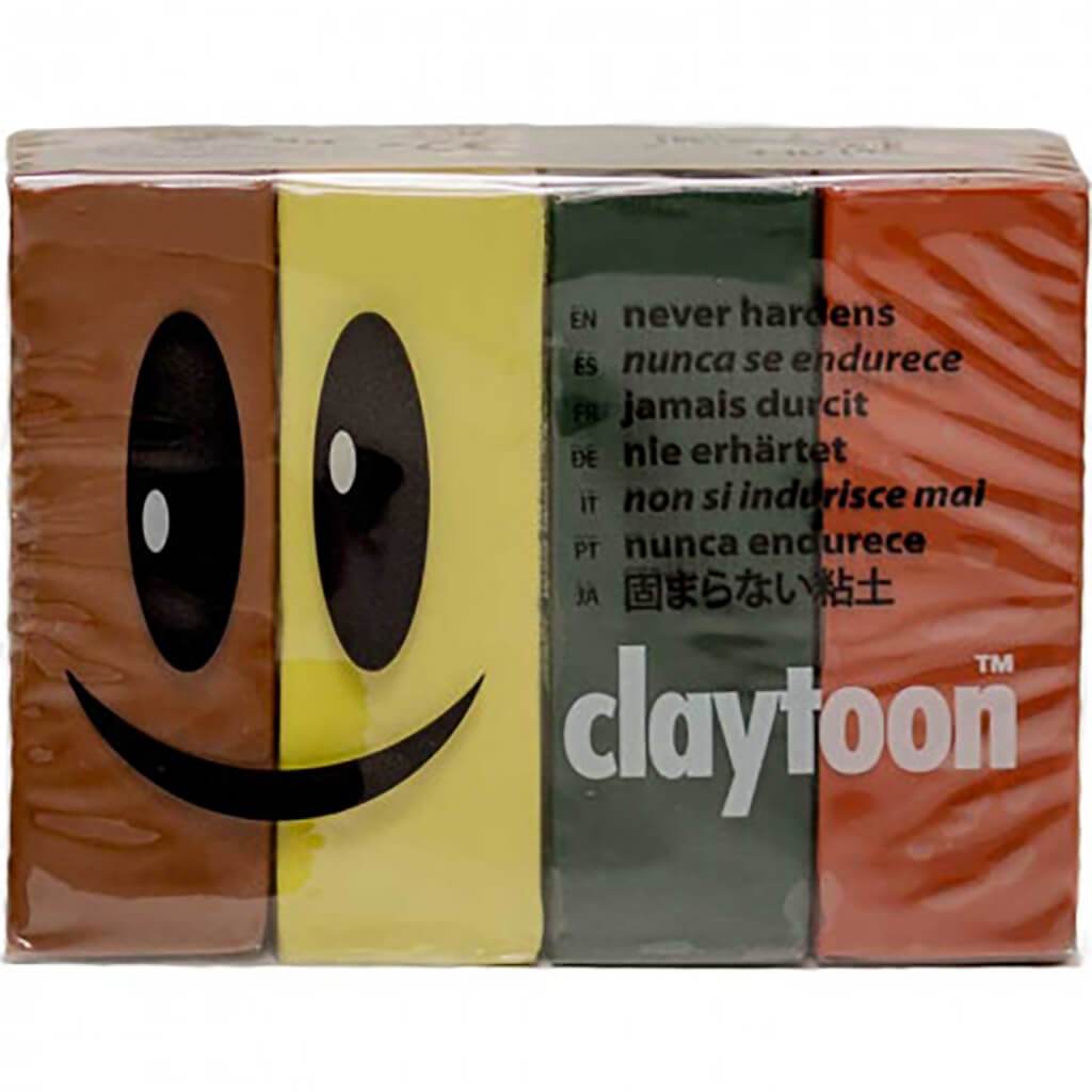 Claytoon Clay Set Camouflage Brown, Dark Green, Pastel Yellow, Terracotta