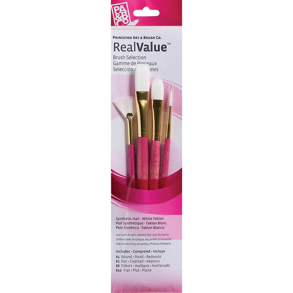Princeton Real Value White Taklon Brush Set 4pcs
