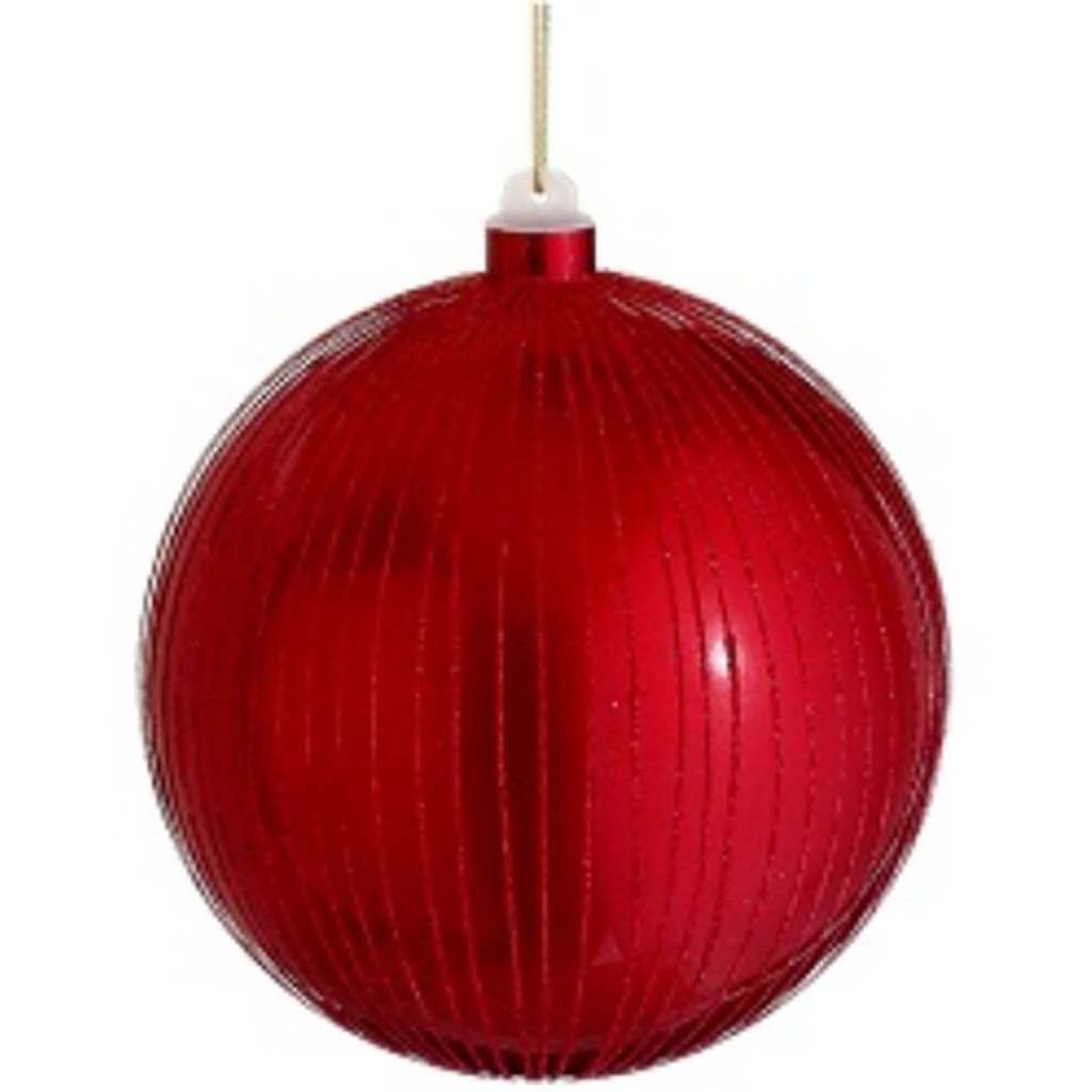 Glitter Stripe Plastic Ball Ornament 