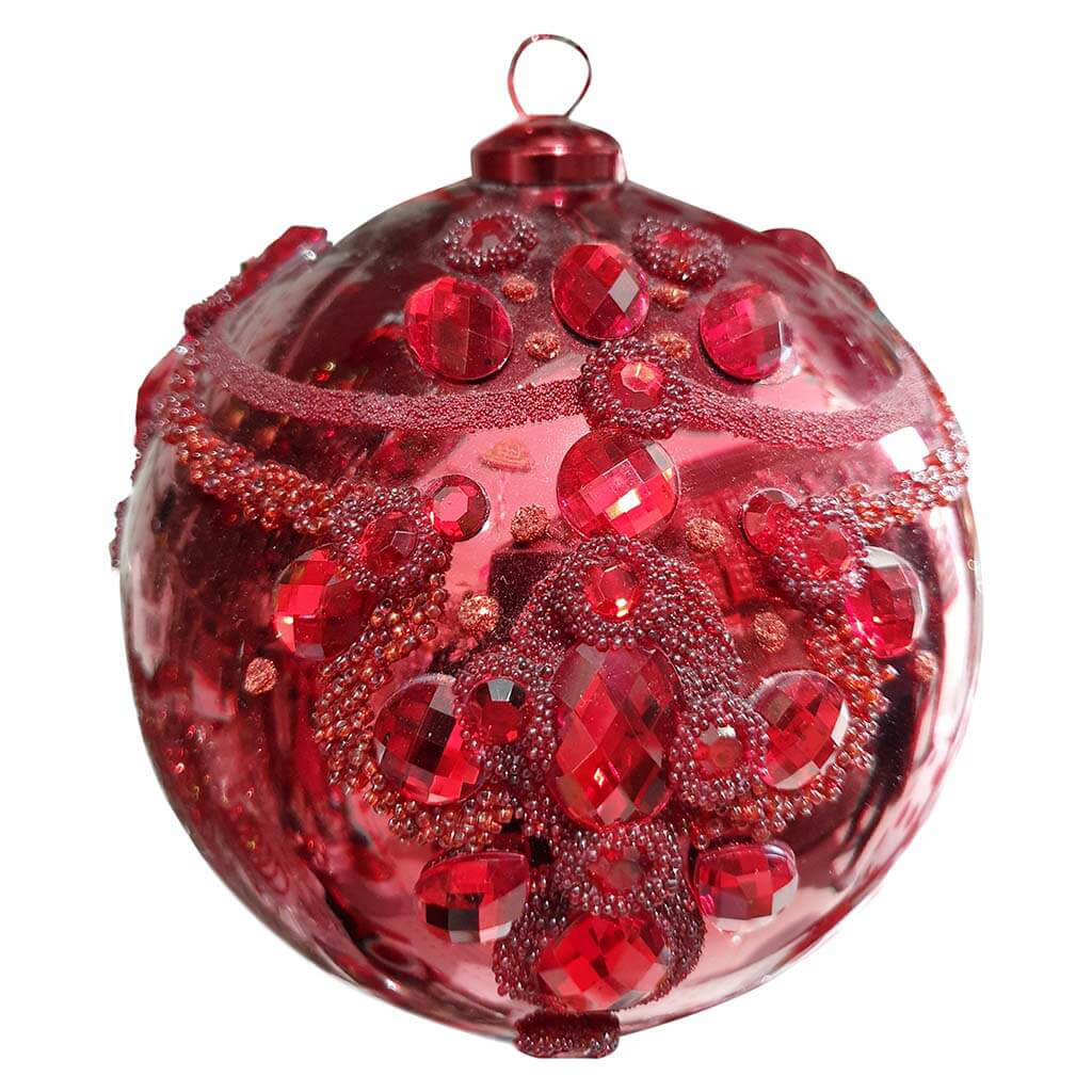 Rhines Glass Ball Ornaments Red, 6in