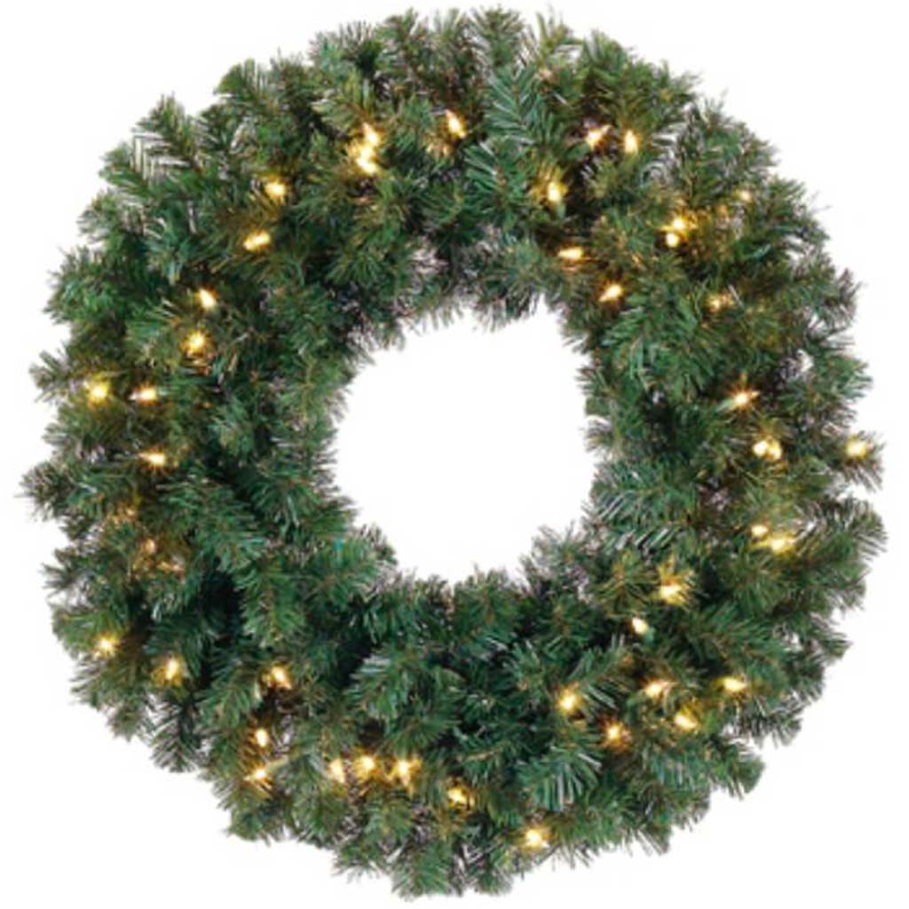 Deluxe Windsor Pine Wreath x200 w/50 Clear Lights 