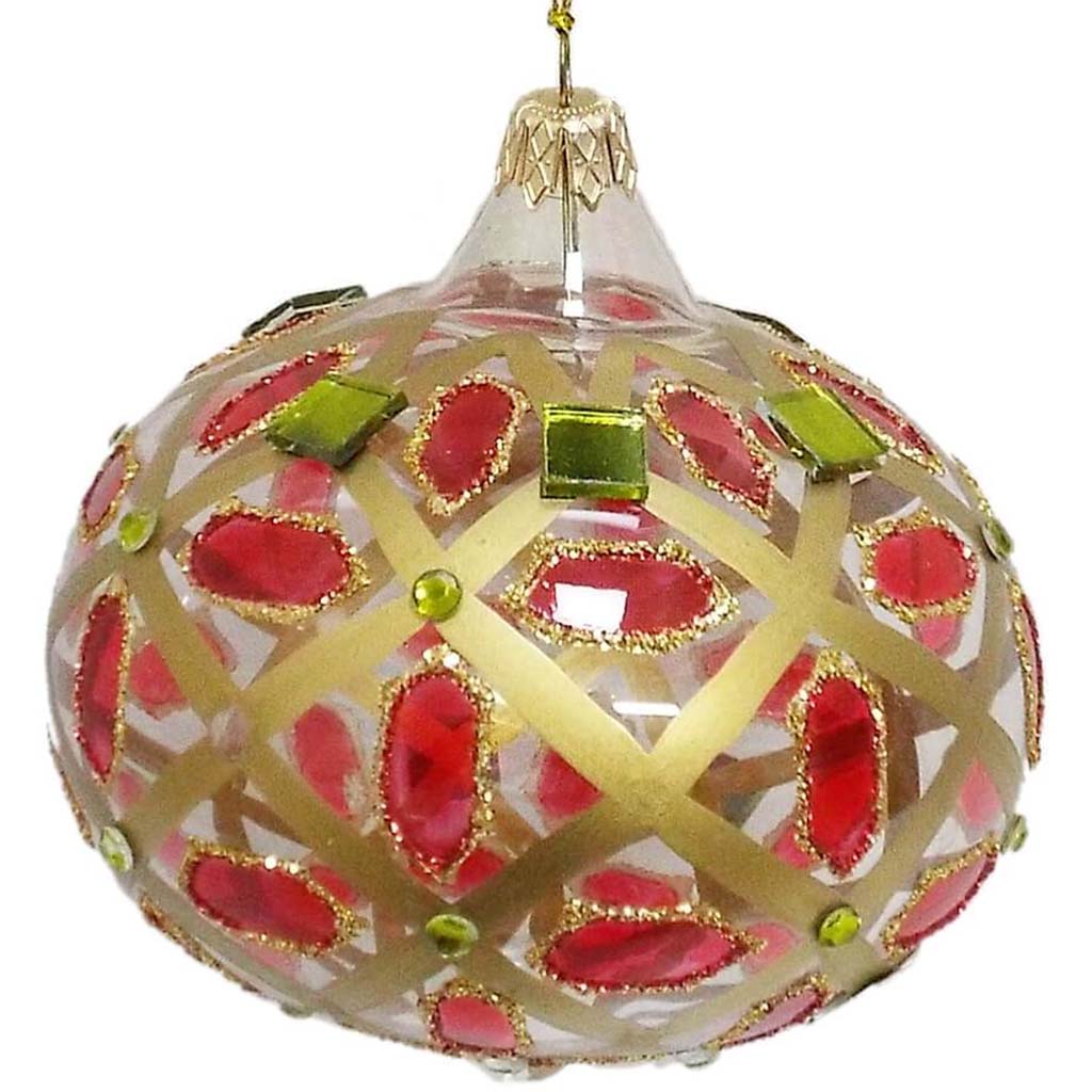 Jeweled Diamond Glass Onion Ornament 